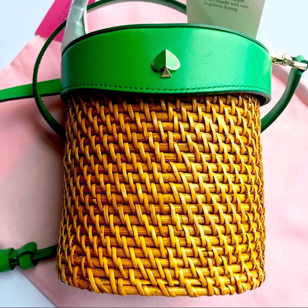 NWT KATE SPADE Rose Mini Nantucket Bucket Bag “Green Bean”